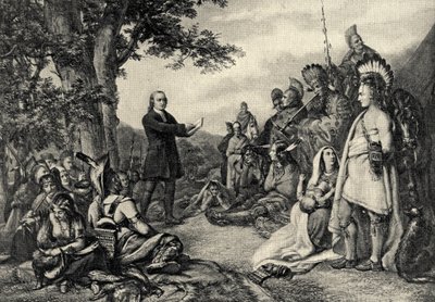 John Wesley Preaching to the Indians in Georgia in 1736 by English School